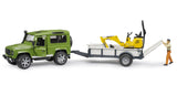 Bruder 02593 Land Rover Defender with Trailer, JCB excavator and man