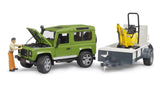 Bruder 02593 Land Rover Defender with Trailer, JCB excavator and man