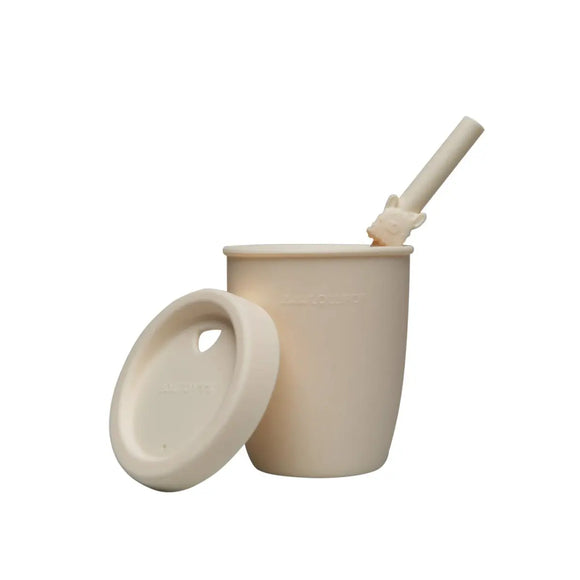 Loulou Lollipop Kids' Cup with Straw - Llama Cream