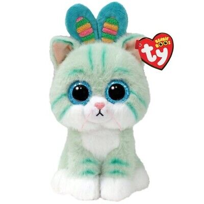 Ty GUMDROP the Teal Cat Wearing Easter Bunny Ears