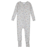 Petit Lem Rib Convertible Sleeper Hockey Print on Grey