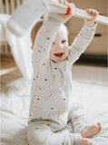 Petit Lem Rib Convertible Sleeper Hockey Print on Grey