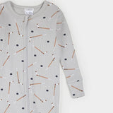Petit Lem Rib Convertible Sleeper Hockey Print on Grey