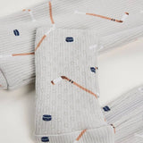 Petit Lem Rib Convertible Sleeper Hockey Print on Grey