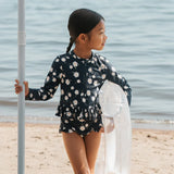 Petit Lem 2pc Rashguard Set - Daisies Print on Navy Long-Sleeve KIDS'