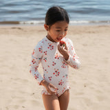 Petit Lem 1pc Swimsuit - Strawberries on Light Pink Long-Sleeve KIDS'