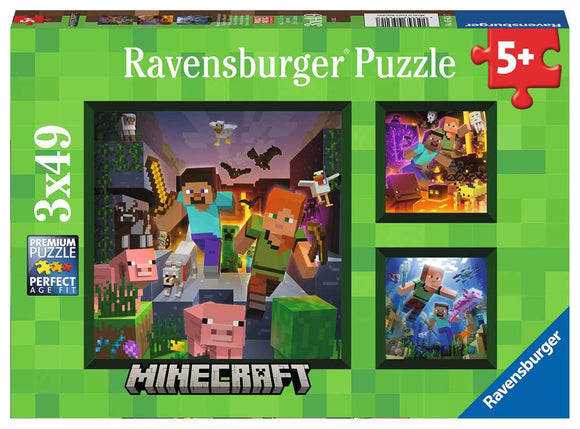 Ravensburger 3x49pc Puzzle 05621 Minecraft Biomes