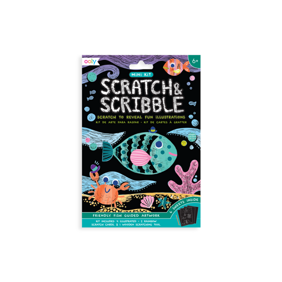 Ooly Scratch & Scribble Mini Scratch Art Kit Friendly Fish