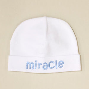 Itty Bitty FINAL SALE Baby Hat Miracle White/Blue Print - Preemie