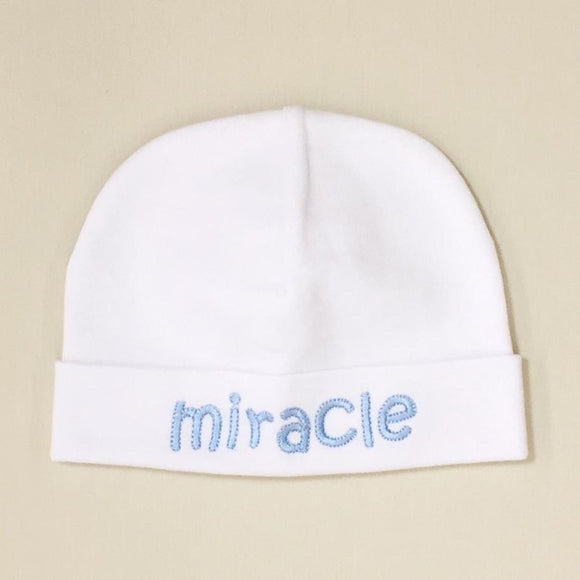 Itty Bitty Baby Hat Miracle White/Blue Print - Preemie