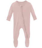 Kickee Pants FINAL SALE Muffin Ruffle Footie with Zipper Baby Rose