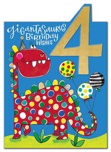 Birthday Card 4yr Gigantasaurus
