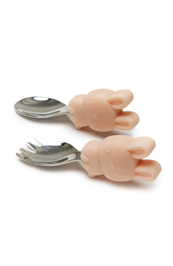 Loulou Lollipop Learning Spoon And Fork Set - Bunny