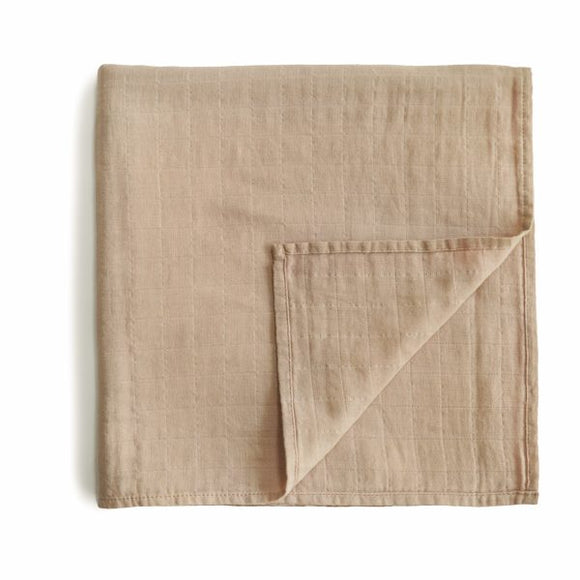 Mushie Muslin Swaddle Blanket Organic Cotton Pale Taupe