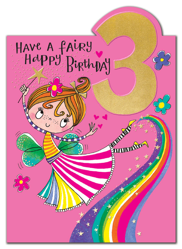 Birthday Card 3yr Fairy Happy Birthday