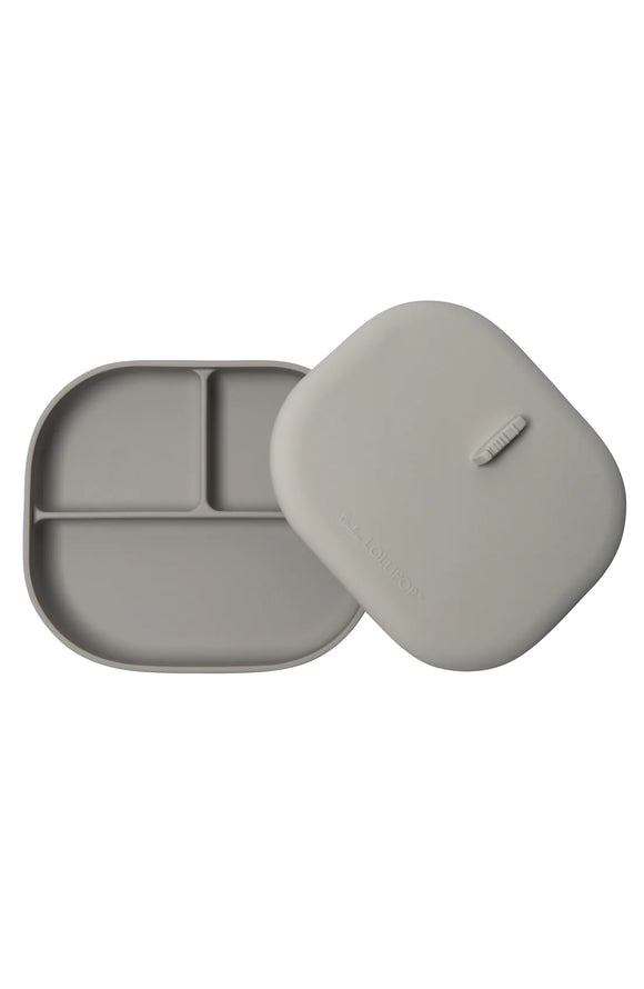 Loulou Lollipop Divided Silicone Suction Plate - Silver Grey