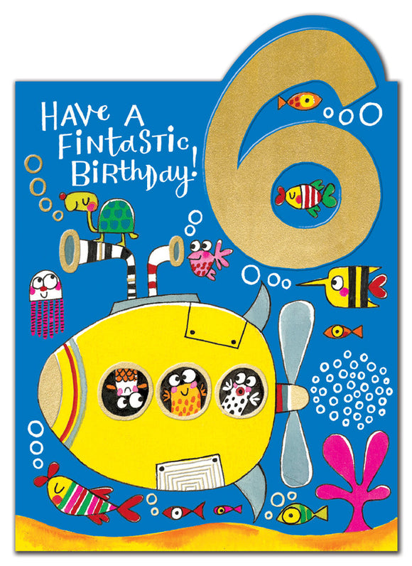 Birthday Card 6yr Fintastic Submarine