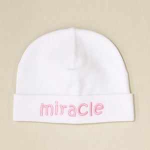 Itty Bitty FINAL SALE Baby Hat Miracle White/Pink Print - Preemie