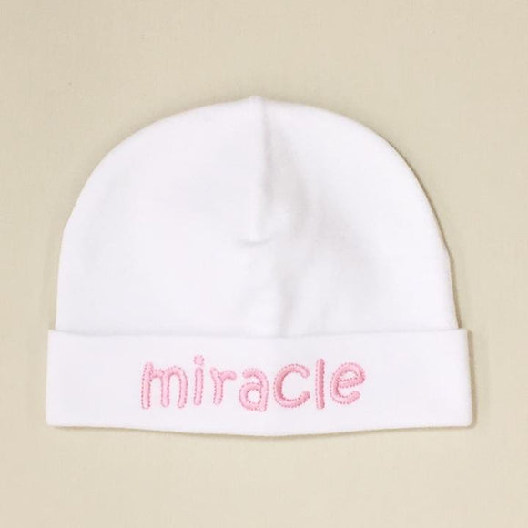 Itty Bitty Baby Hat Miracle White/Pink Print - Preemie