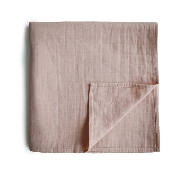 Mushie Muslin Swaddle Blanket Organic Cotton Blush