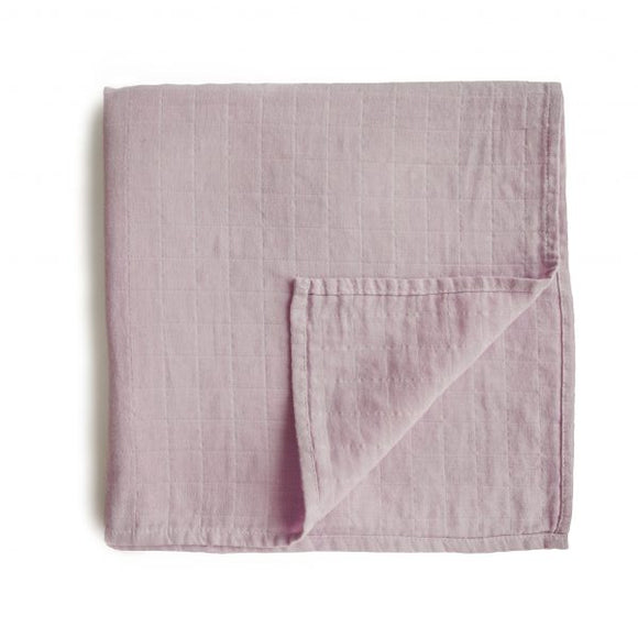 Mushie Muslin Swaddle Blanket Organic Cotton Soft Mauve