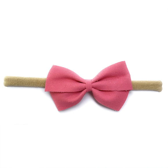 Baby Wisp Thali Faux Suede Bow Headband Candy Pink BW1950