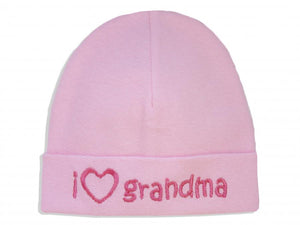 Itty Bitty FINAL SALE Baby Hat I Love Grandma Pink