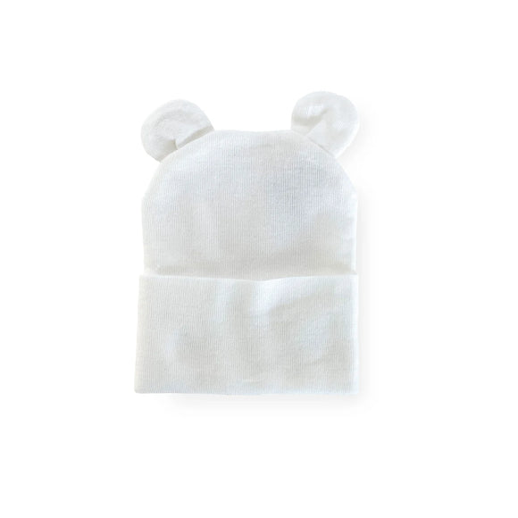 Kidcentral Essentials Newborn Hat - Ears - White