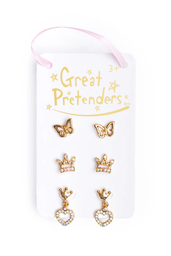 Great Pretenders 90607 Boutique Royal Crown Studded Earrings