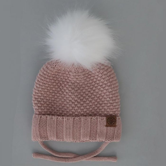 Calikids W2102 Knit Pompom Hat Rose