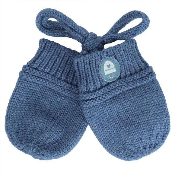 Calikids W2276 Knit Baby Mitten w/cord NEWBORN Arctic Blue