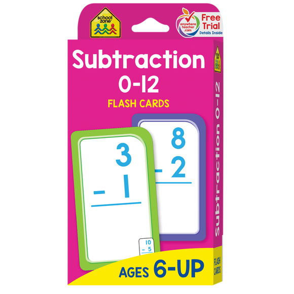 School Zone FINAL SALE Flash Cards Subtraction 0-12 Ages 6+