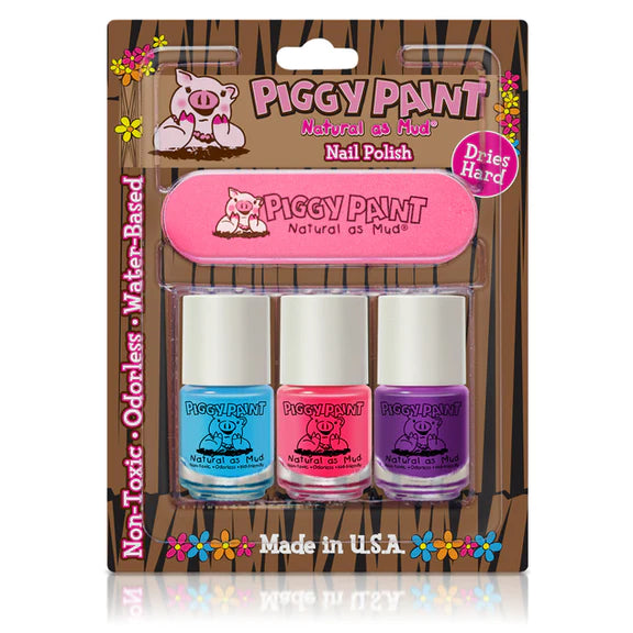 Piggy Paint 3 Pack with Nail File - Forever Fancy, Seaquin, Girls Rule