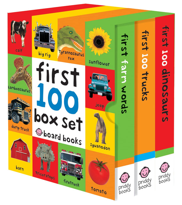 First 100 Box Set: Farm, Dino, Trucks Board Book