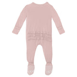 Kickee Pants FINAL SALE Muffin Ruffle Footie with Zipper Baby Rose
