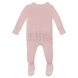 Kickee Pants Muffin Ruffle Footie with Zipper Baby Rose