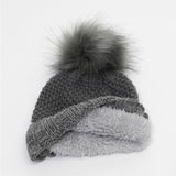 Calikids FINAL SALE W2102 Knit Pompom Hat Charcoal Combo