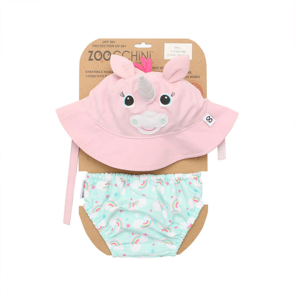 Zoocchini Swim Diaper & Sun Hat Set - Alli the Alicorn
