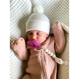 Kidcentral Essentials Newborn Hat - Single Pompom - Grey