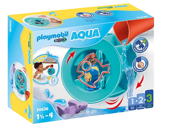 Playmobil 123, 70636 Aqua Water Wheel with Baby Shark