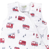 Perlimpinpin Cotton Muslin Sleep Bag 0.7 TOG Firetrucks