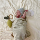 Mushie Muslin Swaddle Blanket Organic Cotton Sage Stripe
