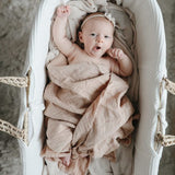 Mushie Muslin Swaddle Blanket Organic Cotton Blush