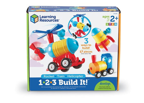 Learning Resources 2859 1-2-3 Build It! Rocket-Train-Helicopter