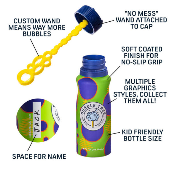 Bubble Tree Bubble Solution in Refillable Aluminum Bottle with attached Wand