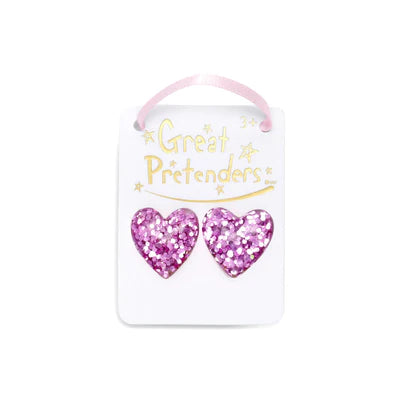 Great Pretenders 90606 Boutique Glitter Heart Clip On Earrings