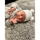 Kidcentral Essentials Newborn Hat - Double Pompom - White