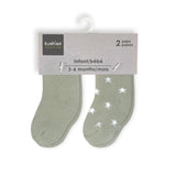 Kushies 2pk Baby socks Sage Solid/Stars