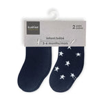 Kushies 2pk Baby socks Navy Solid/Stars
