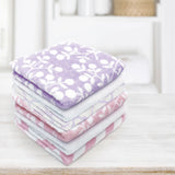 Kushies Wash Cloths 6pk Pink & Lilac